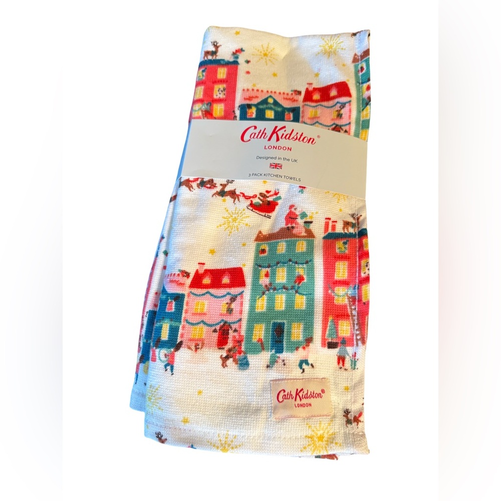 Cath Kidston NWT 3 Pk Holiday Town 100% Cotton 18” x 28” Kitchen Towels - Picture 3 of 8